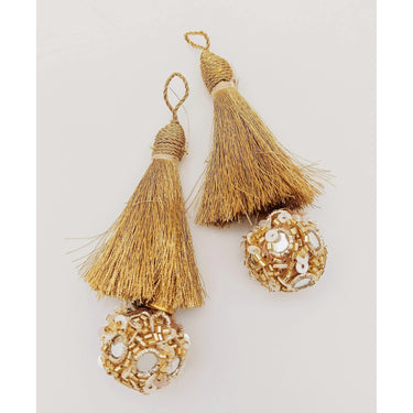 Gold Sequins And Mirror Ball Tassels Latkan, Indian Latkans, Blouse Latkan